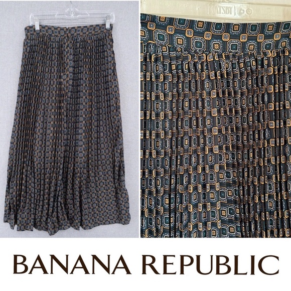 BANANA REPUBLIC MAXI SKIRT. OCTAGON PATTERN. LINED, SOFT, PLEATED SKIRT. NWT - Picture 1 of 15